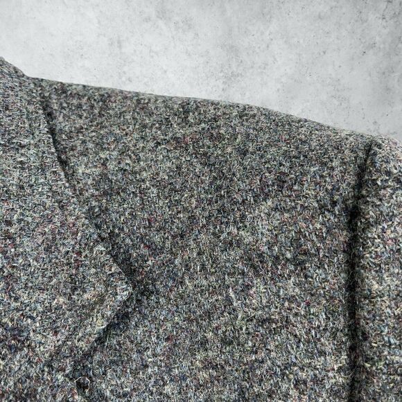Vintage 1980s Harris Tweed Sport Coat Jacket Multicolor Heather Herringbone 44R - Picture 3 of 12